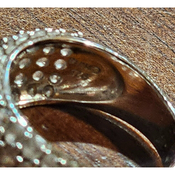 925 Sterling Silver KJC Amethyst and Rhinestone Women's Ring Size 7 Cocktail - Picture 7 of 7